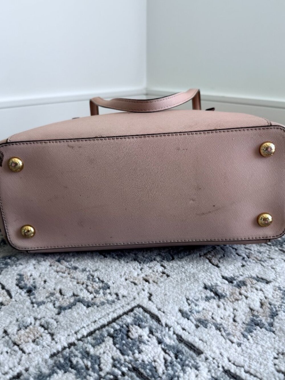 Michael Kors Jet Set Saffiano Leather Zip Top Tote Bag | Blush Pink / Rose Gold - Picture 4 of 14